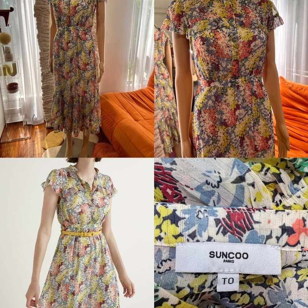 Suncoo La Dolce Vita Floral Print Dress - Multicolor